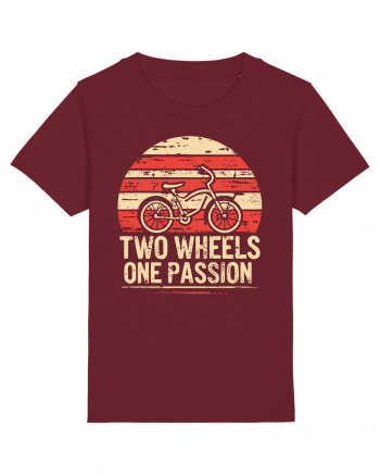 Two Wheels One Passion Retro Bicycle Distressed Sunset Burgundy