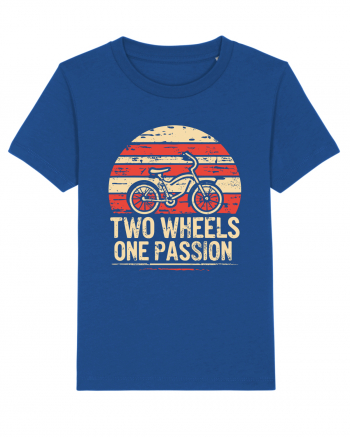 Two Wheels One Passion Retro Bicycle Distressed Sunset Majorelle Blue