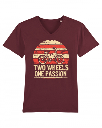 Two Wheels One Passion Retro Bicycle Distressed Sunset Burgundy