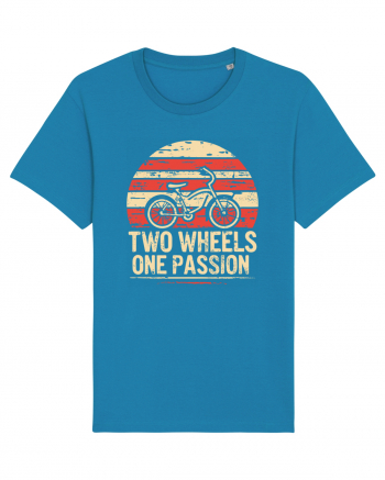 Two Wheels One Passion Retro Bicycle Distressed Sunset Azur