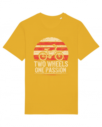 Two Wheels One Passion Retro Bicycle Distressed Sunset Spectra Yellow