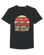 Two Wheels One Passion Retro Bicycle Distressed Sunset Tricou mânecă scurtă guler larg Bărbat Skater