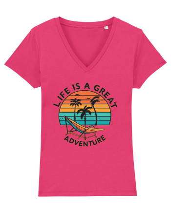 Life Is A Great Adventure Retro Sunset Raspberry