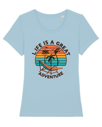 Life Is A Great Adventure Retro Sunset Sky Blue