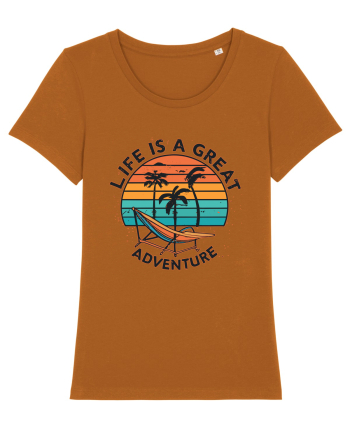 Life Is A Great Adventure Retro Sunset Roasted Orange