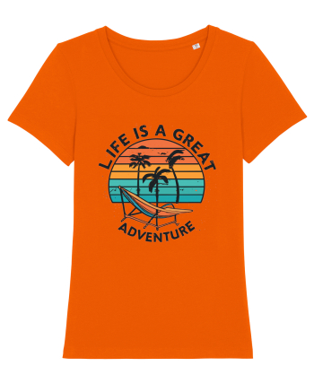Life Is A Great Adventure Retro Sunset Bright Orange