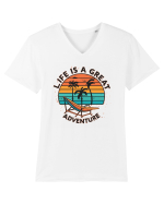 Life Is A Great Adventure Retro Sunset Tricou mânecă scurtă guler V Bărbat Presenter