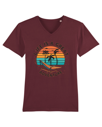 Life Is A Great Adventure Retro Sunset Burgundy
