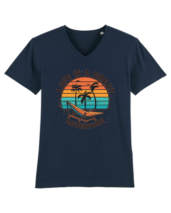 Life Is A Great Adventure Retro Sunset French Navy