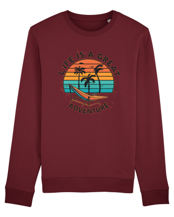 Life Is A Great Adventure Retro Sunset Burgundy