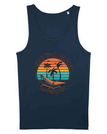 Life Is A Great Adventure Retro Sunset Navy