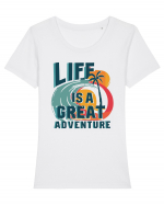 Life Is A Great Adventure Summer Tricou mânecă scurtă guler larg fitted Damă Expresser