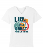 Life Is A Great Adventure Summer Tricou mânecă scurtă guler V Bărbat Presenter