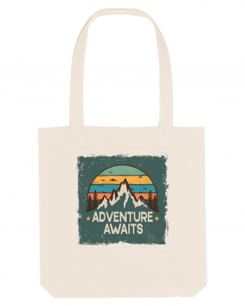 Adventure Awaits Retro Sunset Distressed Poster Style Natural