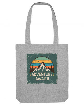 Adventure Awaits Retro Sunset Distressed Poster Style Heather Grey