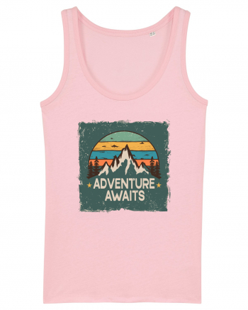 Adventure Awaits Retro Sunset Distressed Poster Style Cotton Pink