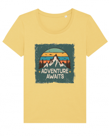 Adventure Awaits Retro Sunset Distressed Poster Style Jojoba