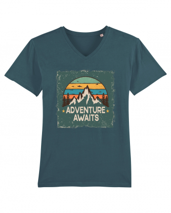 Adventure Awaits Retro Sunset Distressed Poster Style Stargazer