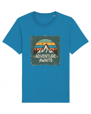 Adventure Awaits Retro Sunset Distressed Poster Style Azur