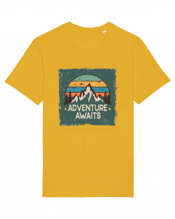 Adventure Awaits Retro Sunset Distressed Poster Style Spectra Yellow