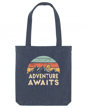 Adventure Awaits Retro Sunset Distressed Midnight Blue