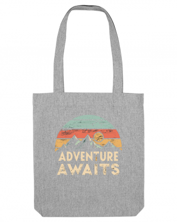 Adventure Awaits Retro Sunset Distressed Heather Grey