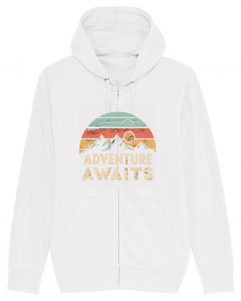 Adventure Awaits Retro Sunset Distressed White