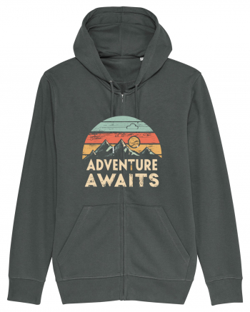 Adventure Awaits Retro Sunset Distressed Anthracite