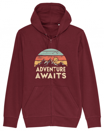 Adventure Awaits Retro Sunset Distressed Burgundy