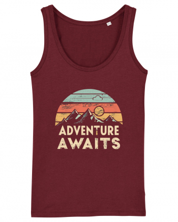 Adventure Awaits Retro Sunset Distressed Burgundy