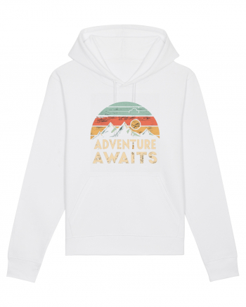 Adventure Awaits Retro Sunset Distressed White