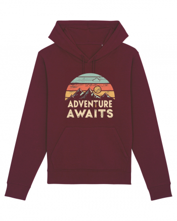 Adventure Awaits Retro Sunset Distressed Burgundy