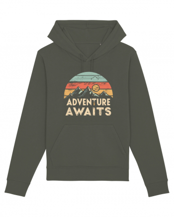 Adventure Awaits Retro Sunset Distressed Khaki