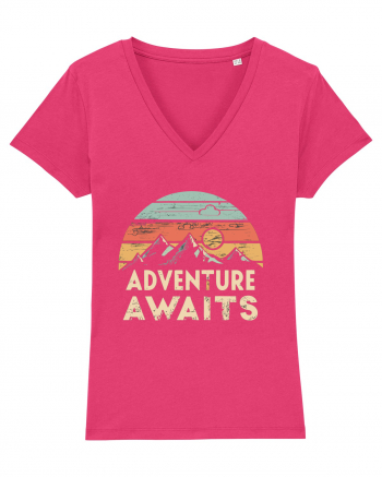 Adventure Awaits Retro Sunset Distressed Raspberry