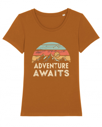 Adventure Awaits Retro Sunset Distressed Roasted Orange