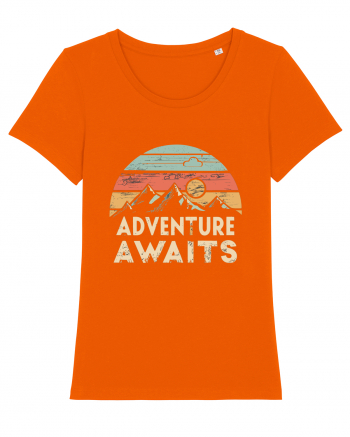 Adventure Awaits Retro Sunset Distressed Bright Orange