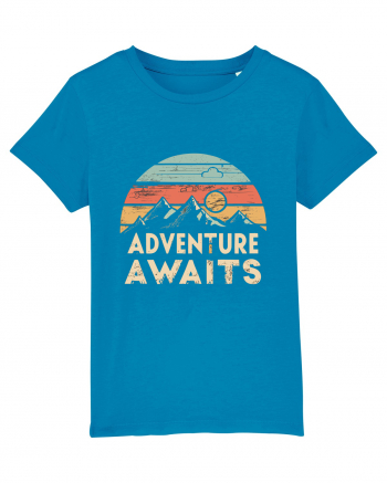 Adventure Awaits Retro Sunset Distressed Azur