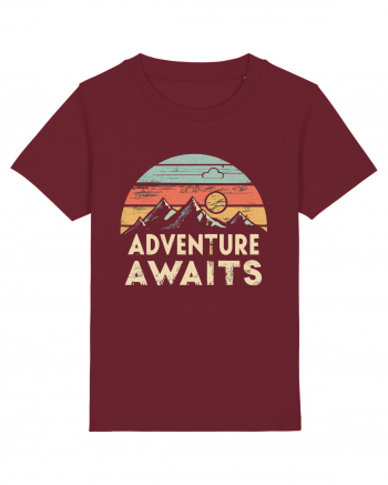 Adventure Awaits Retro Sunset Distressed Burgundy