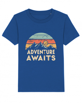 Adventure Awaits Retro Sunset Distressed Majorelle Blue