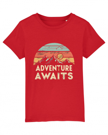 Adventure Awaits Retro Sunset Distressed Red