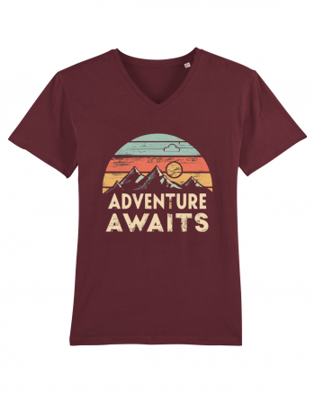 Adventure Awaits Retro Sunset Distressed Burgundy