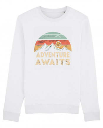 Adventure Awaits Retro Sunset Distressed White