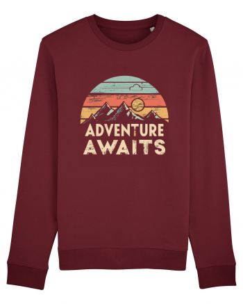 Adventure Awaits Retro Sunset Distressed Burgundy