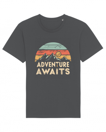 Adventure Awaits Retro Sunset Distressed Anthracite