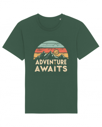 Adventure Awaits Retro Sunset Distressed Bottle Green