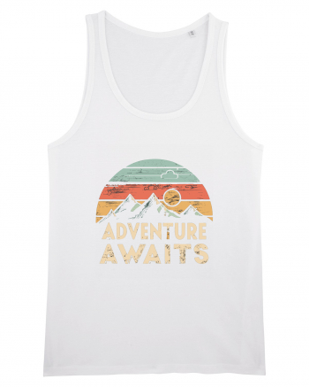 Adventure Awaits Retro Sunset Distressed White