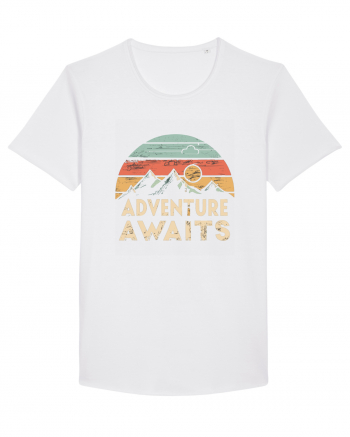 Adventure Awaits Retro Sunset Distressed White