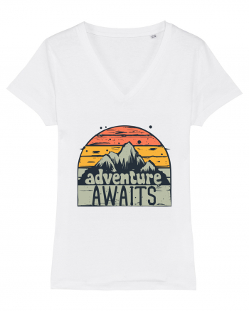 Adventure Awaits Retro Sunset White