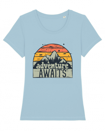 Adventure Awaits Retro Sunset Sky Blue