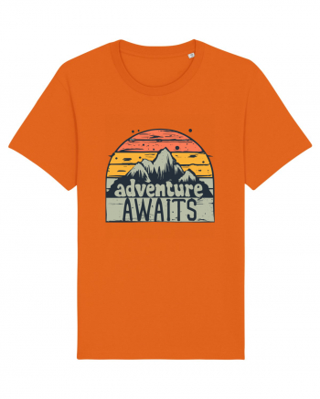 Adventure Awaits Retro Sunset Bright Orange